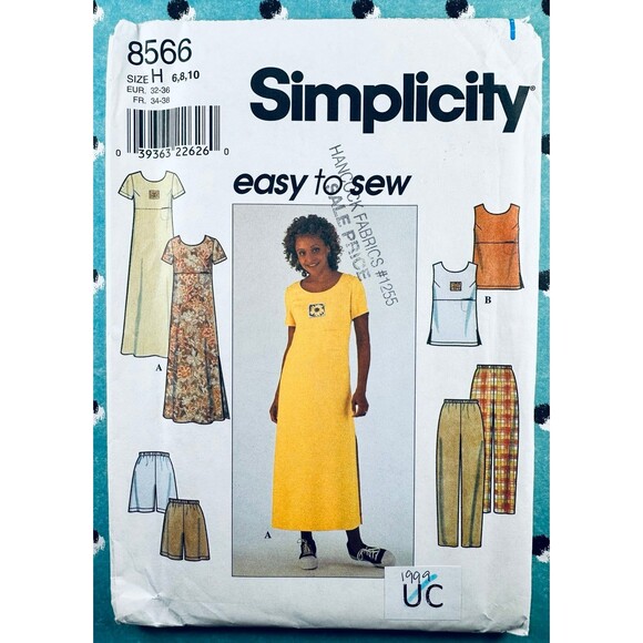 ️Simplicity 8566 High Waist Dress Top Pants Shorts Sz 6-10 Easy Pattern UNCUT - Picture 1 of 2